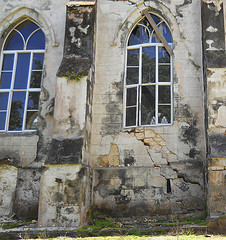 crumbling church building